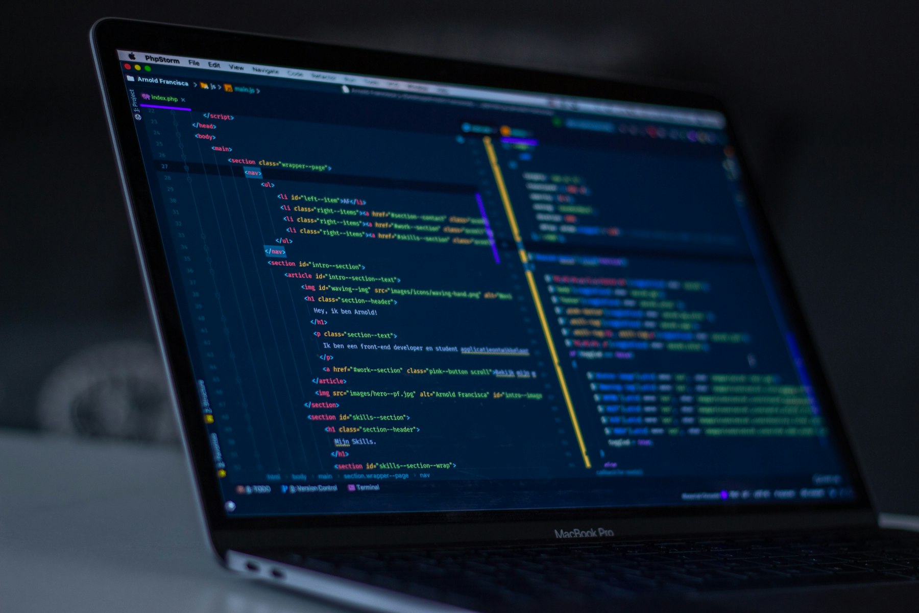 Dark code editor representing the operating layer beneath an AI-native business